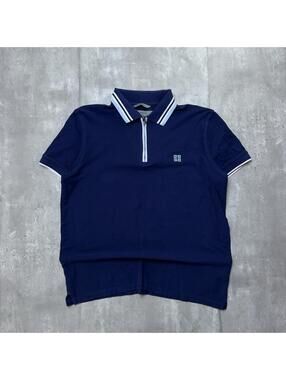 Y2K Navy Givenchy Logo Zip Polo Shirt